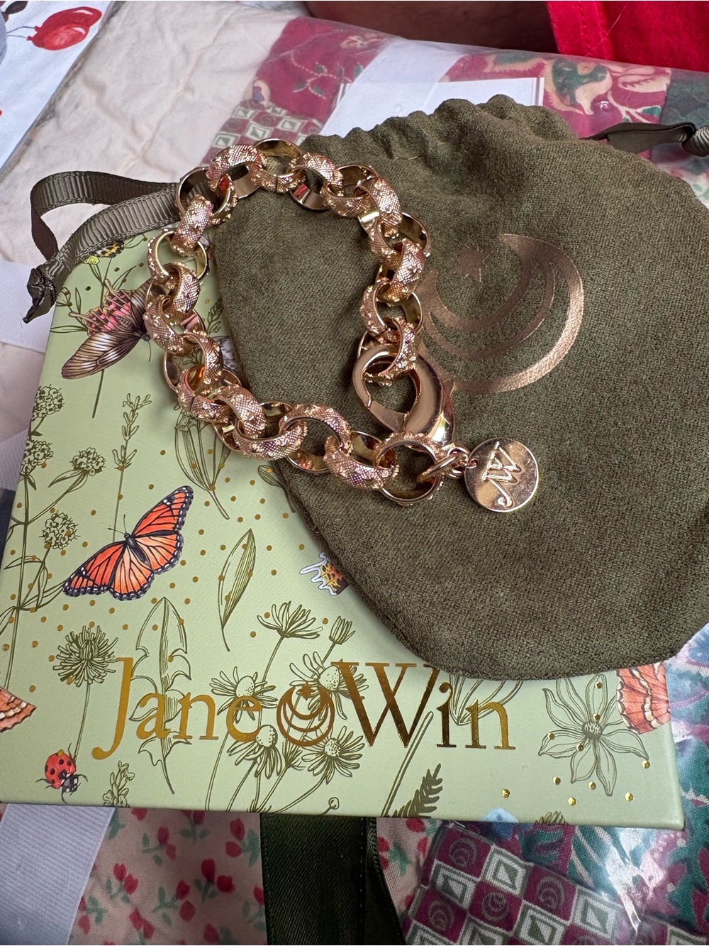 Jane Win Rose Gold Chain Link Bracelet with Pavé Accents